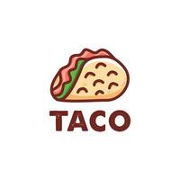 logo de tacos. tacos mexicains traditionnels avec illustration vectorielle de viande et légumes icône isolé sur fond blanc. clipart de pictogramme alimentaire simple. vecteur