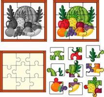 modèle de jeu de puzzle photo de fruits vecteur