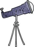 doodle cartoon texturé d'un grand télescope vecteur