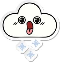 autocollant d'un joli nuage de neige de dessin animé vecteur