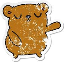 dessin animé autocollant en détresse d'un ours mignon vecteur