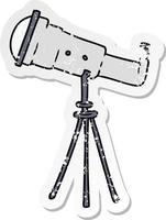 doodle dessin animé autocollant en détresse d'un grand télescope vecteur