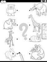 faire correspondre les animaux de dessin animé et leurs bébés à colorier vecteur