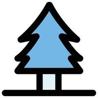 arbre de noël, icône de style de ligne remplie, thème de la neige vecteur