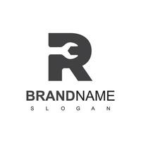 lettre r, modèle vectoriel de conception de logo de réparation isolé sur fond blanc