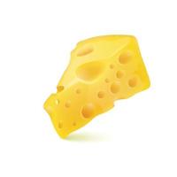 fromage 3d réaliste de vecteur avec ombre. délicieux morceau de fromage. décoration alimentaire.