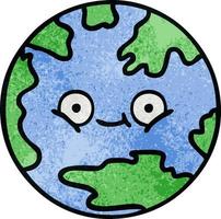 rétro grunge texture dessin animé planète terre vecteur