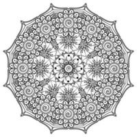 motif circulaire en forme de mandala pour henné, mehndi, tatouage, décoration. ornement décoratif dans un style oriental ethnique. page de livre de coloriage. vecteur