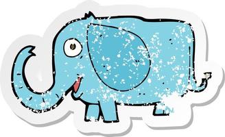 autocollant rétro en détresse d'un bébé éléphant de dessin animé vecteur