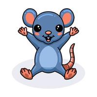 mignon petit dessin animé de souris levant les mains vecteur