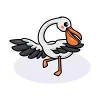 dessin animé mignon oiseau pélican posant vecteur