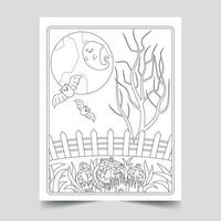 illustration de pages de coloriage d'halloween pour enfants et adultes, illustration d'halloween dessinée à la main vecteur