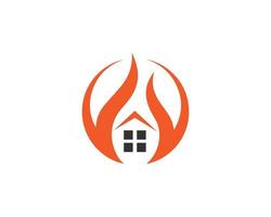 propriété immobilière moderne et modèle vectoriel de logo de sécurité de protection contre les incendies de maison.