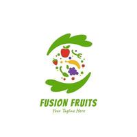 smoothies sains jus fusion fruits logo icône symbole style plat vecteur