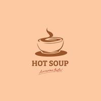 soupe chaude dans un bol logo icône symbole graphique vecteur de style d'illustration vintage