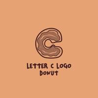 lettre c beignet beignet logo, icône de symbole de nourriture et de boisson dans le doodle de style amusant amusant de dessin animé vecteur