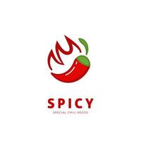 logo de piment épicé avec symbole de feu icône illustration resto restaurant vecteur
