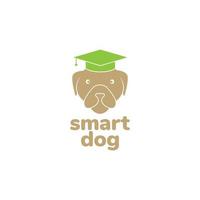 chien avec création de logo de chapeau de graduation vecteur