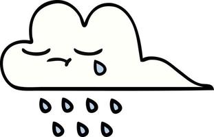 nuage de pluie de dessin animé mignon vecteur