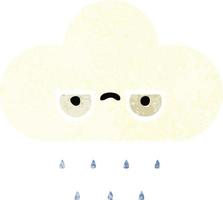 nuage de pluie de dessin animé de style illustration rétro vecteur