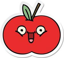 autocollant d'une pomme rouge de dessin animé mignon vecteur