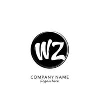 wz initial avec modèle de logo de pinceau cercle noir vecteur