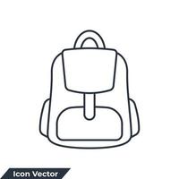 illustration vectorielle de cartable icône logo. modèle de symbole de sac à dos pour la collection de conception graphique et web vecteur