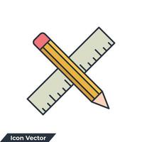 règle et crayon icône logo illustration vectorielle. modèle de symbole crayon et règle pour la collection de conception graphique et web vecteur