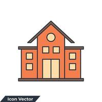 illustration vectorielle du logo de l'icône de l'école. modèle de symbole d'école de construction pour la collection de conception graphique et web vecteur