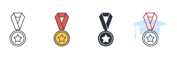 médaille icône logo illustration vectorielle. modèle de symbole de médaille pour la collection de conception graphique et web vecteur