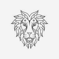 tête de lion ligne logo design illustration vectorielle icône symboles vecteur