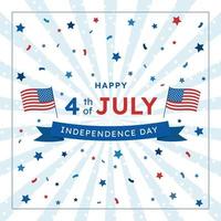 conception félicitations pour le jour de l'indépendance des états-unis d'amérique, jour du souvenir, décoré d'un fond d'étoiles et du drapeau national, 4 juillet. bannière, carte de voeux. vecteur
