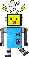 dysfonctionnement du robot de dessin animé de texture grunge rétro vecteur