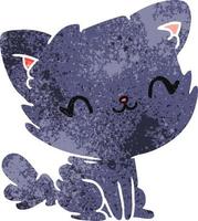 chat pelucheux kawaii mignon dessin animé rétro vecteur