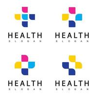 modèle de logo de soins de santé, concept amusant et convivial utilisant le symbole de la croix colorée vecteur