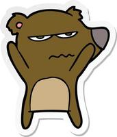 autocollant d'un dessin animé d'ours en colère vecteur