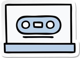 autocollant d'une cassette rétro de dessin animé mignon vecteur