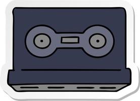 autocollant dessin animé doodle d'une cassette autocollante vecteur