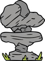 dessin animé doodle de rochers de pierre grise vecteur