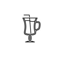 icône de verre de café irlandais avec de la paille sur fond blanc. style simple, ligne, silhouette et épuré. noir et blanc. adapté au symbole, au signe, à l'icône ou au logo vecteur