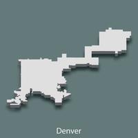 La carte isométrique 3d de denver est une ville des états-unis vecteur