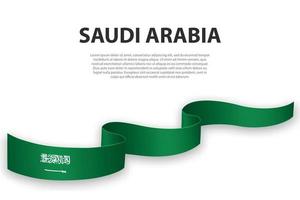 agitant un ruban ou une bannière avec le drapeau de l'arabie saoudite vecteur