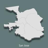 carte isométrique 3d de san jose est une ville des états-unis vecteur