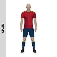 Maquette de joueur de football réaliste 3d. modèle de kit d'équipe de football vecteur