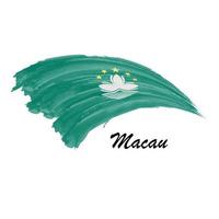 drapeau de peinture à l'aquarelle de macao. illustration de coup de pinceau vecteur