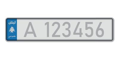 plaque d'immatriculation de la voiture. permis d'immatriculation des véhicules du liban. vecteur