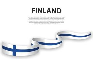 agitant un ruban ou une bannière avec le drapeau de la Finlande. vecteur