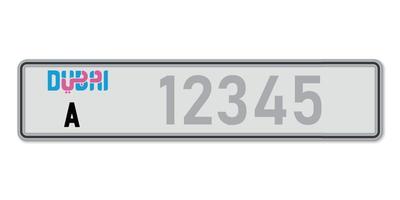 plaque d'immatriculation de voiture dubaï. permis d'immatriculation du véhicule de united a vecteur
