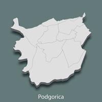 carte isométrique 3d de podgorica est une ville du monténégro vecteur