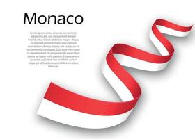 agitant un ruban ou une bannière avec le drapeau de monaco vecteur